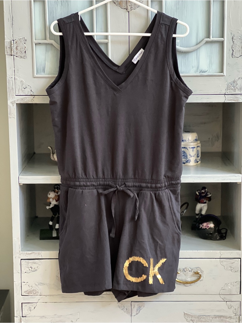 Calvin Klein Black women’s Romper with Gold CK Logo Like New